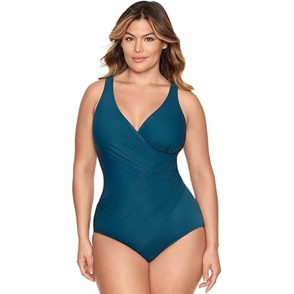 Miraclesuit Must Haves Oceanus One-Piece Swimsuit Nova Green Size 16 NWT